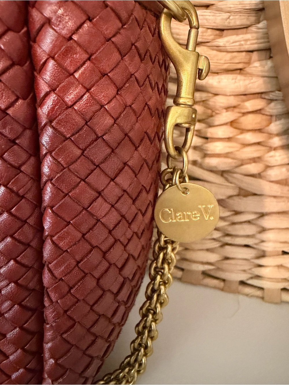 Clare V Marisol Diagonal Woven Crossbody Bag in Toffee - Picture 6 of 11